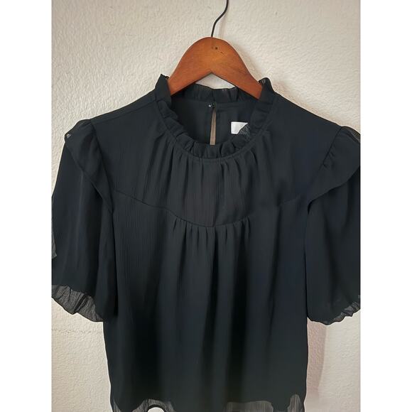 Loft Ruffle Balloon Sleeve Top in Black Size MP - Picture 3 of 6